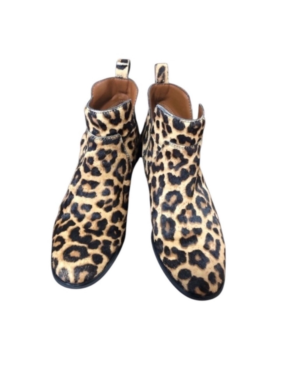 FRANCO SARTO Bernie Camel Hair Leopard Print Booties 7.5 Business career Casual
